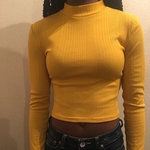 Mock Neck Cropped Shirt